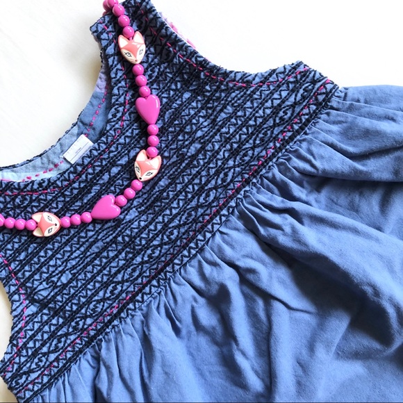 Tea Collection Reversible Blue/Pink Cotton Dress 3 - Picture 3 of 11